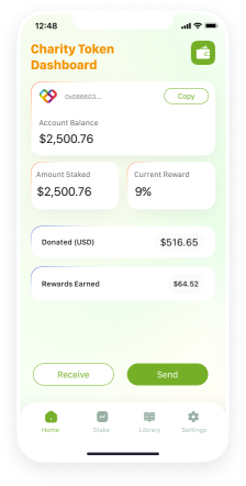 The dashboard of our app for Charity